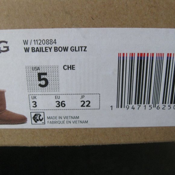 UGG Bailey Bow Glitz Boots Brown w/Metallic Bow Women Euro 36 or US 5.5 -6 NEW - Picture 9 of 9